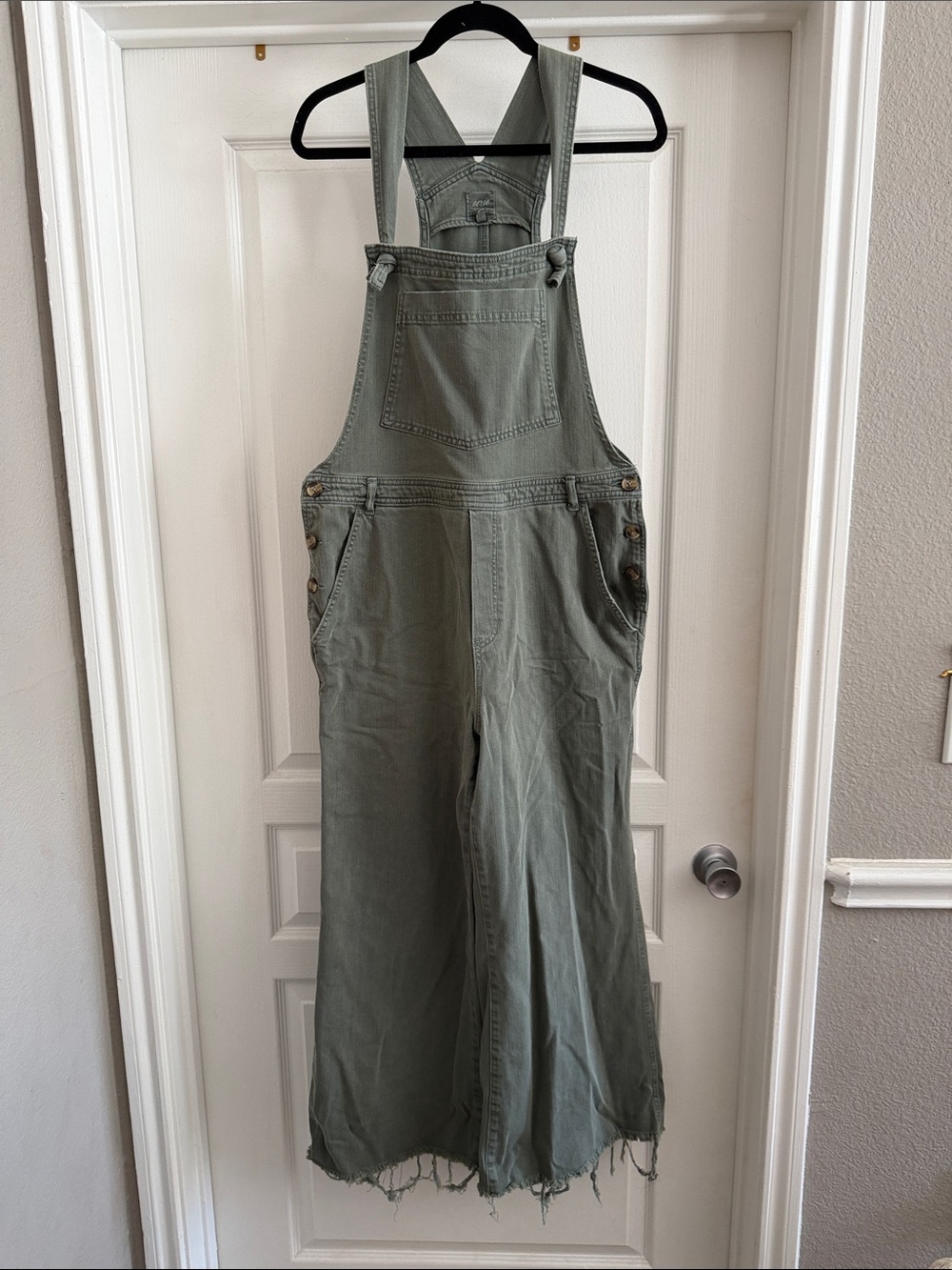 aerie Olive Green Wide-Leg Overalls